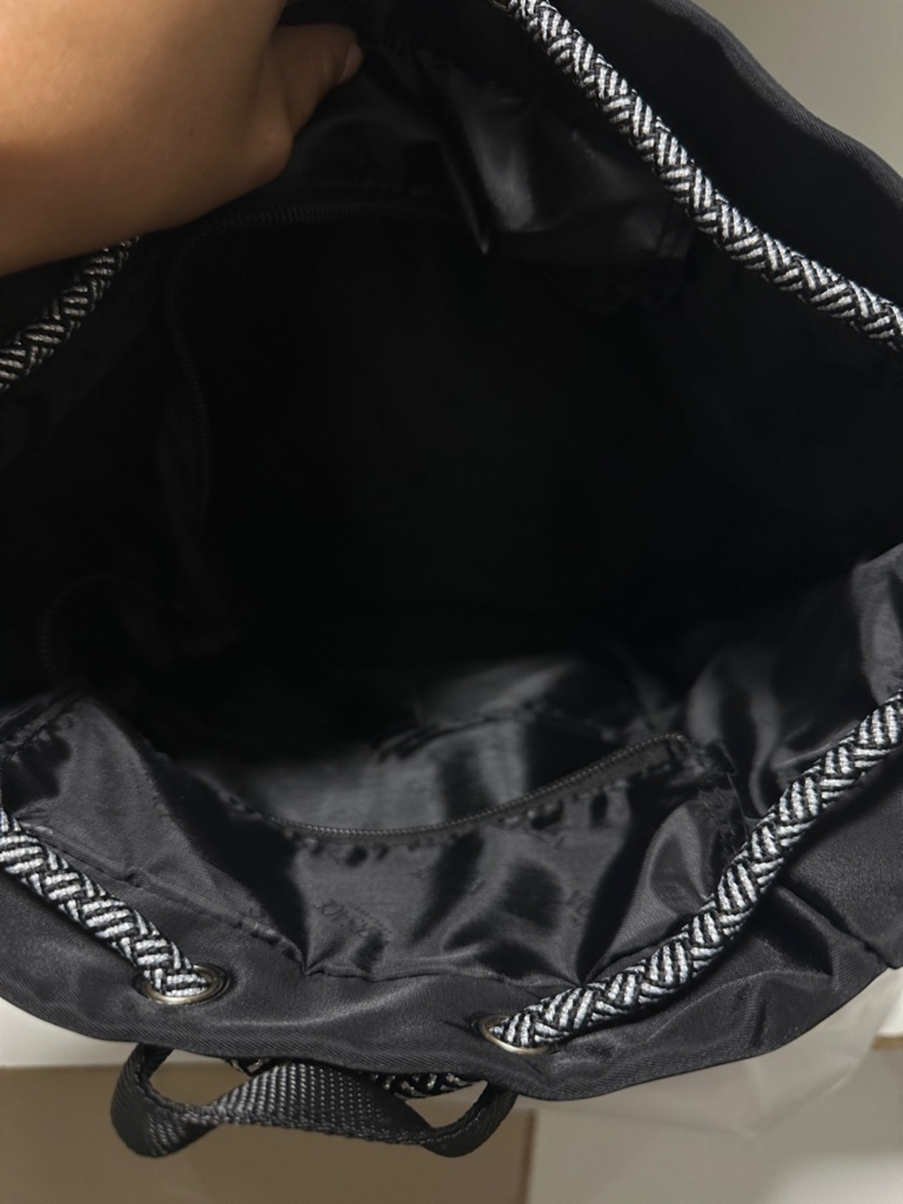 Versace Black Drawstring Backpack with Front Zip Pocket - Picture 3 of 3